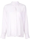 Vince Double Bar Stripe Button-down Long-sleeve Boxy Shirt In Orchid Musk