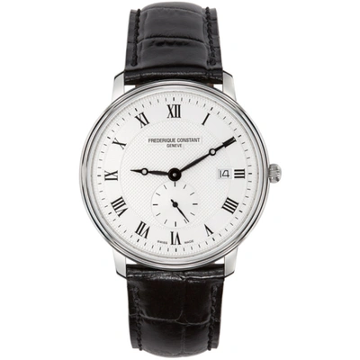 Frederique Constant Silver & Black Slimline Gents Small Seconds Watch In Silver/blac