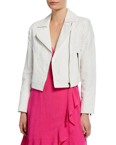 Cupcakes And Cashmere Rio Zip-front Jacquard Moto Jacket In Ivory