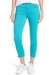 Jen7 By 7 For All Mankind Cropped Skinny Jeans With Frayed Hem In Turquoise