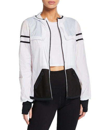 Blanc Noir Moonlight Zip-front Active Jacket In White/black