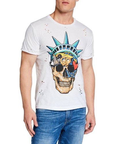 Domrebel Men's Liberty Skull Graphic T-shirt In White