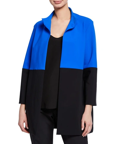 Chiara Boni La Petite Robe Morwen Colorblock 3/4-sleeve Jacket In Blu Klein/nero
