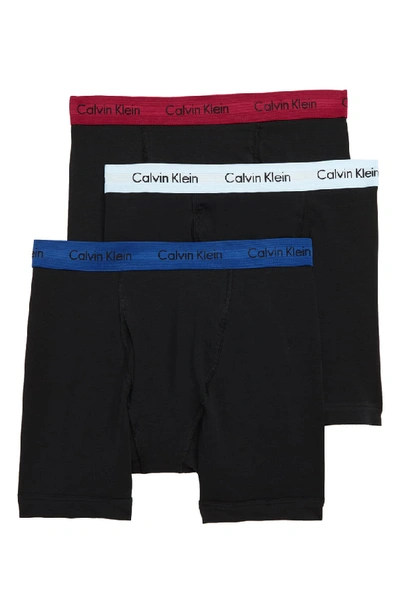 Calvin Klein 3-pack Boxer Briefs In Black W/ Blue/ Maggie/ Vent