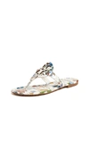 Tory Burch Women's Miller Floral Patent Leather Thong Sandals In Meadow Sweet