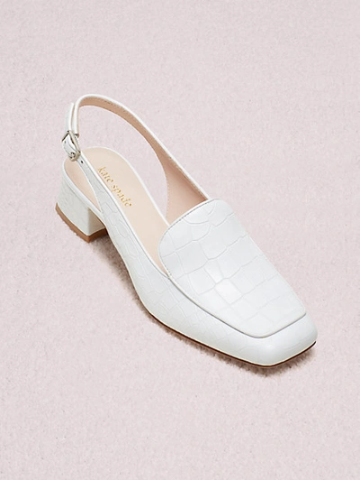 Kate Spade Women's Sahiba Block Heel Slingback Loafers In White