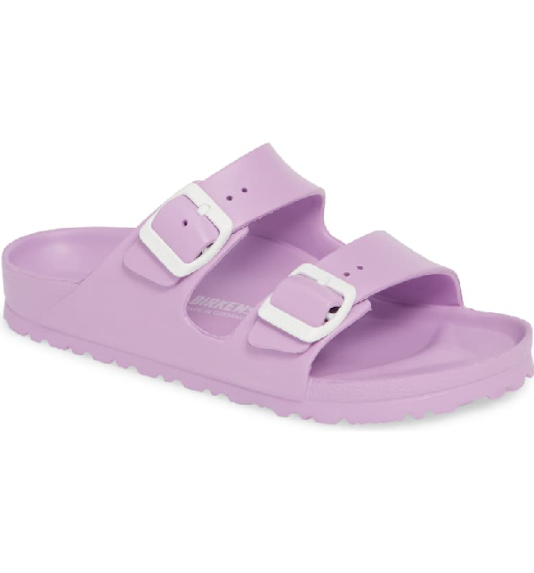 birkenstock arizona flat sandals in lilac eva