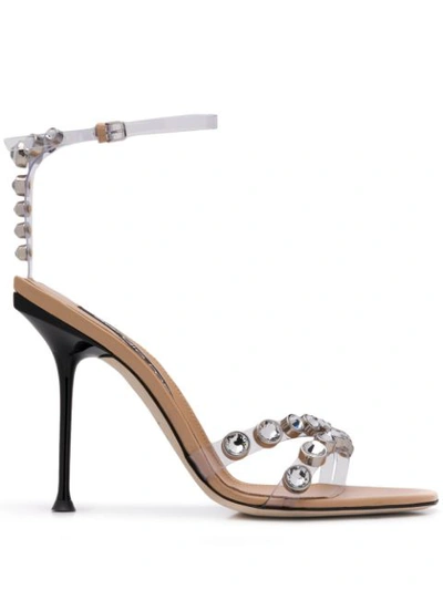 Sergio Rossi Women's Milano Embellished Snake-embossed High-heel Sandals In Neutrals