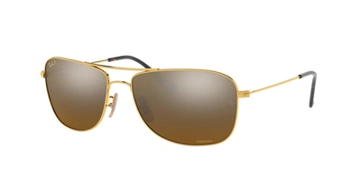 Ray Ban Ray-ban Unisex Mirrored Brow Bar Square Sunglasses, 59mm In Gold/brown Gold Mirror