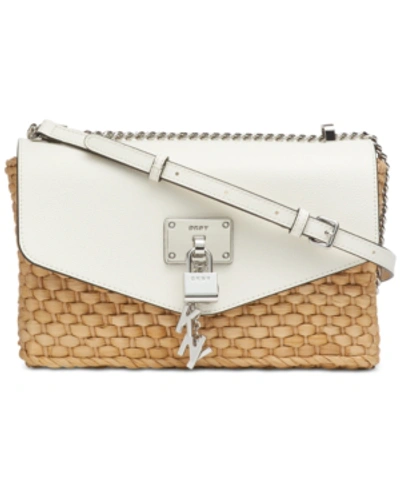 Dkny Elissa Woven Flap Shoulder Bag, Created For Macy's In White
