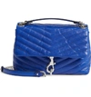 Rebecca Minkoff Edie Metallic Leather Shoulder Bag In Bright Blue