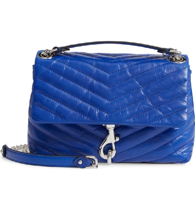 Rebecca Minkoff Edie Metallic Leather Shoulder Bag In Bright Blue