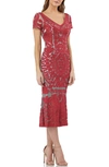 Js Collections Soutache Trumpet Dress In Red/ Clay