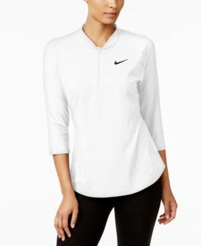 Nike Court Dri-fit Half-zip Tennis Top In White