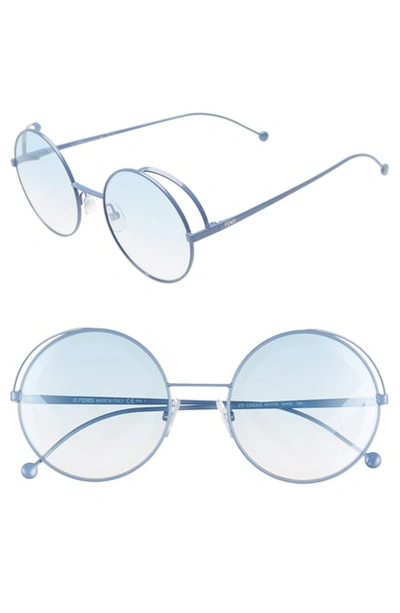 Fendi 53mm Lenticular Round Sunglasses - Azure/ Azure