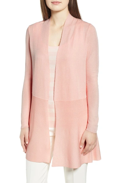 Anne Klein Seam Detail Long Open Cardigan In Cherry Blossom