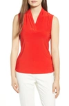 Anne Klein Triple Pleat Tank In Poppy