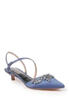 Badgley Mischka Crystal Embellished Quarter Strap Pump In Itln Blue