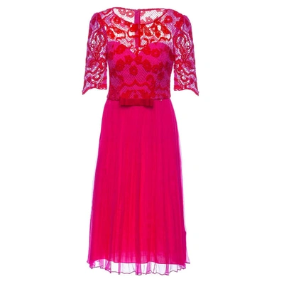 Nissa Short Lace Sleeve Dress With Pleated Skirt