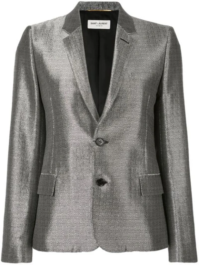 Saint Laurent Metallic Sheen Blazer In Grey