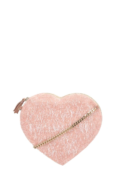 Anniel Pink Heart Furry Crossbody Bag