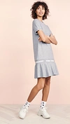Opening Ceremony Scallop Elastic Logo T-shirt Dress In Heather Grey