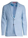 Isaia Men's Summertime Solid Wool, Silk & Linen Single-breasted Jacket In Open Blue