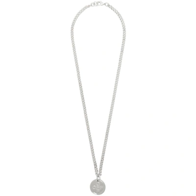 Off-white Embossed Logo Medallion Necklace In Metallic