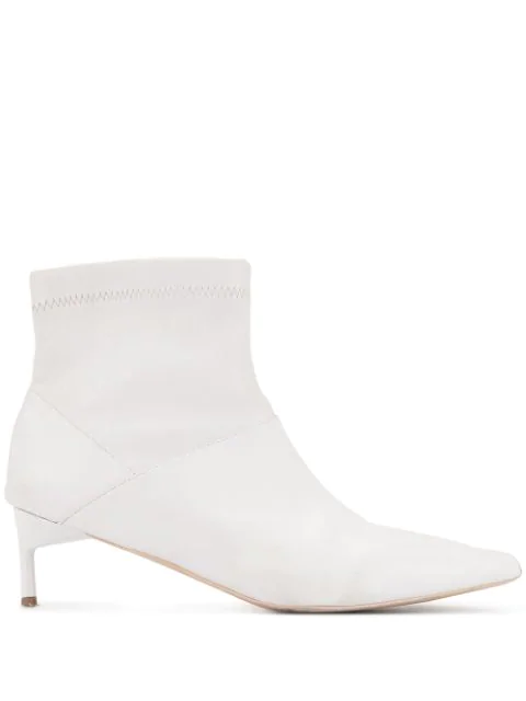 white kitten heel boots