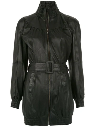 Andrea Bogosian Belted Leather Jacket - Black