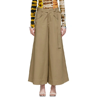 Asai Wide-leg Cargo Trousers In Khaki