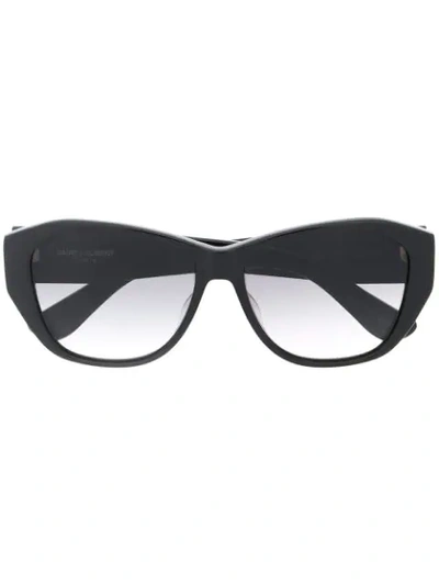 Saint Laurent Logo Plaque Sunglasses In Black