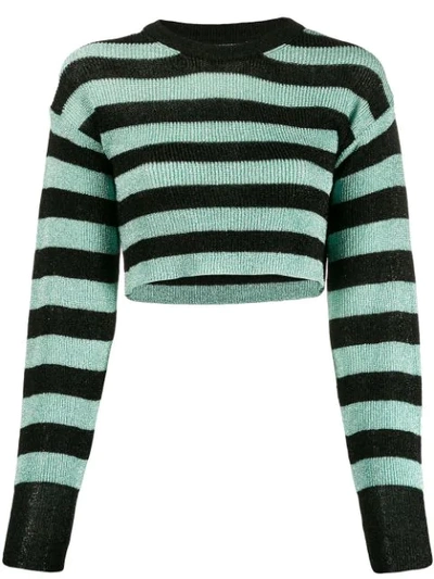 Laneus Cropped Knit Sweater In Green