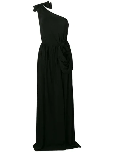 Pinko Structured One-shoulder Gown In Black