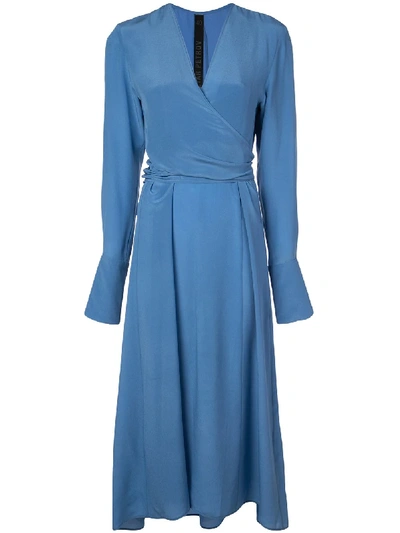 Petar Petrov V-neck Flared Dress - Blue In Blue