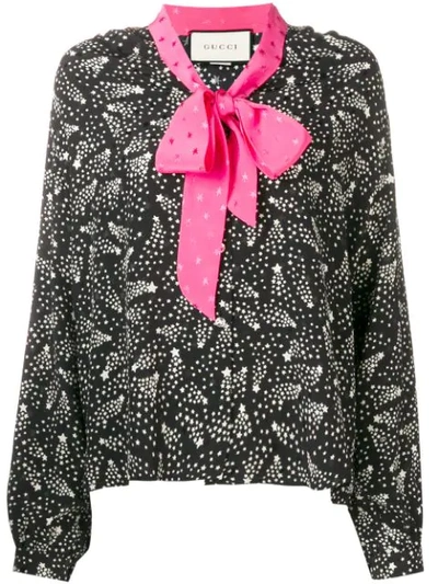 Gucci Pussy Bow Patterned Shirt In Black