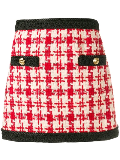 Gucci Houndstooth Print Mini Skirt - Red