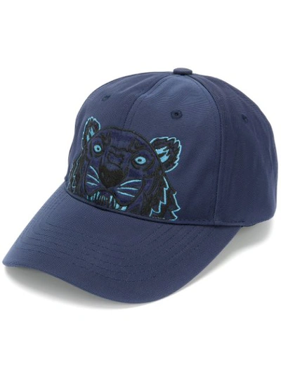 Kenzo Tiger Embroidered Nylon Canvas Hat In Blue