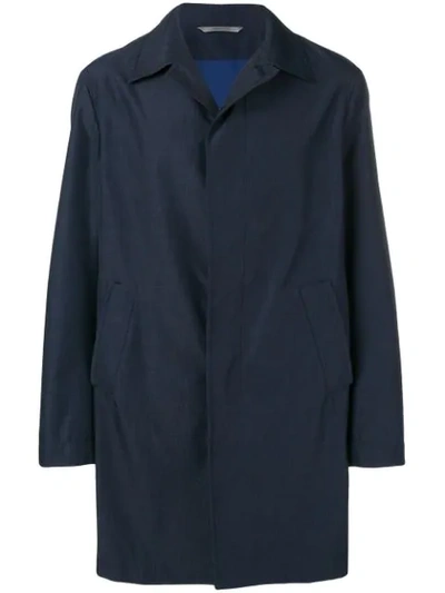 Canali Straight-fit Single-breasted Coat In Blue