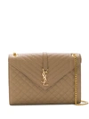 Saint Laurent Quilted Envelope Shoulder Bag In Brown