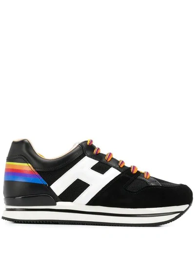 Hogan Rainbow Lace Up Sneakers In Black