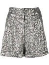 Isabel Marant Orta High-waisted Silver Sequin Shorts