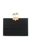 Alexander Mcqueen Jewelled Small Double-ring Leather Clutch In 1000