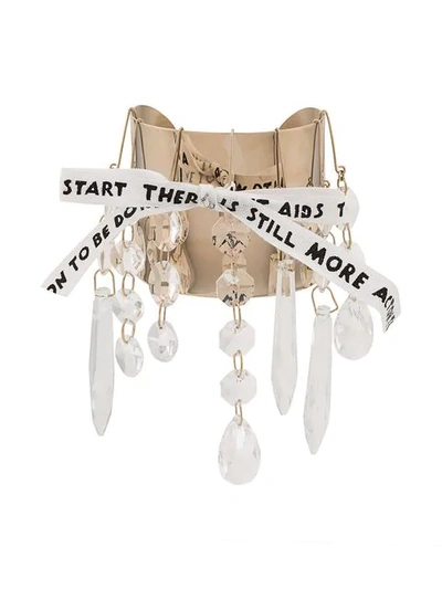 Mm6 Maison Margiela Crystal-embellished Cuff In Gold