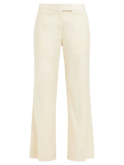 Marina Moscone Cropped Virgin-wool And Silk-poplin Trousers In White