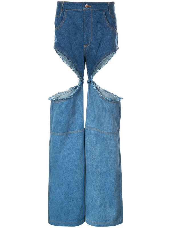 Telfar Cut-out Detail Jeans - Blue