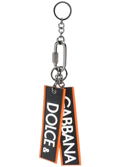 Dolce & Gabbana Logo Tag Keyring In Orange