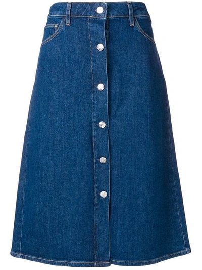 Calvin Klein 205w39nyc Button Detail Denim Skirt - Blue