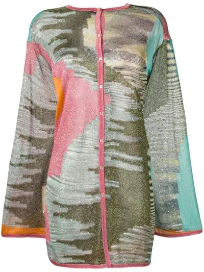 Missoni Aztec Print Cardigan In Green