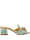 Dolce & Gabbana Imitation Pearl Embellished Slip-on Sandal In Gold